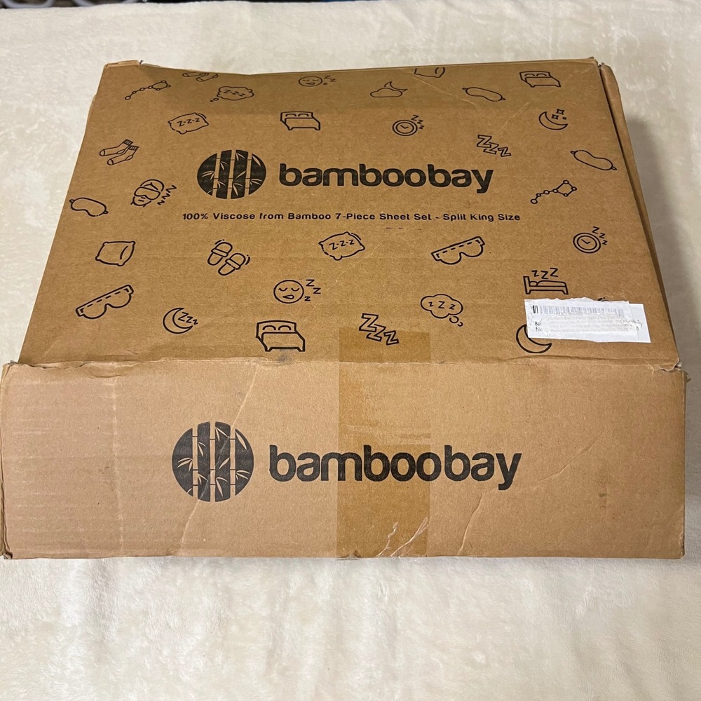Bamboo Bay Split King 7-Piece Sheet Set 100% Viscose Bamboo Cooling White
